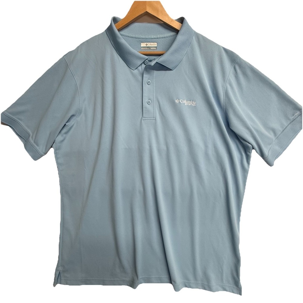 Columbia PFG Polo Shirt XXL Blue Omni Wick Fishing Performance Mens